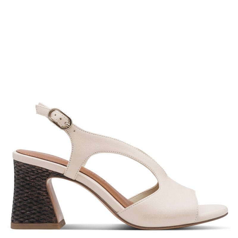 Jana Womens Tamaris Womens Cream Laser Cut Block Heel Sandal 1-28316-44
