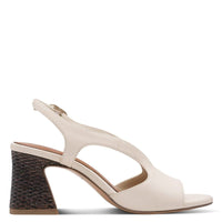 Jana Womens Tamaris Womens Cream Laser Cut Block Heel Sandal 1-28316-44