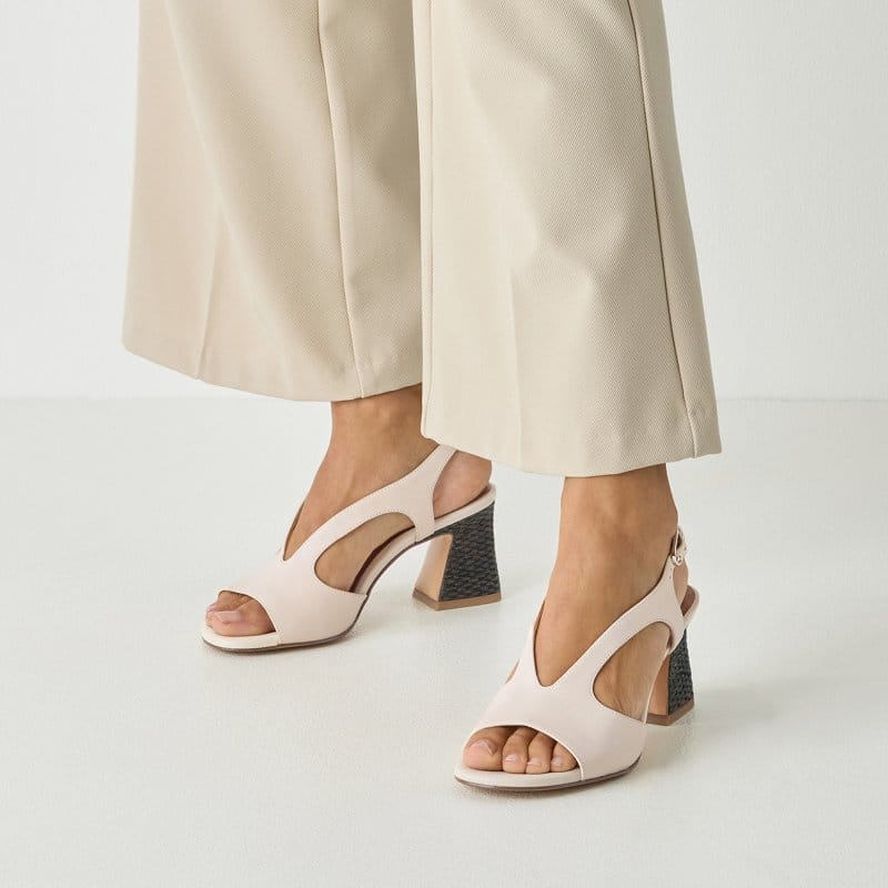 Jana Womens Tamaris Womens Cream Laser Cut Block Heel Sandal 1-28316-44