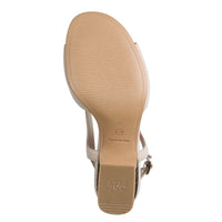 Jana Womens Tamaris Womens Cream Laser Cut Block Heel Sandal 1-28316-44
