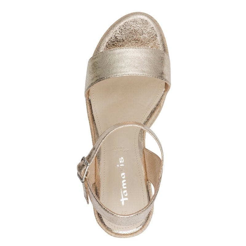 Jana Womens Tamaris Womens Gold Clasp Fastening Wedge Heel Sandal 1-28300-42