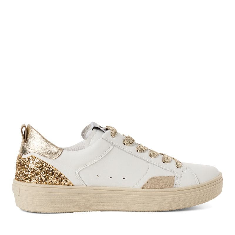 Jana Womens Tamaris Womens Gold Lace Up Fashion Trainer 1-23706-46