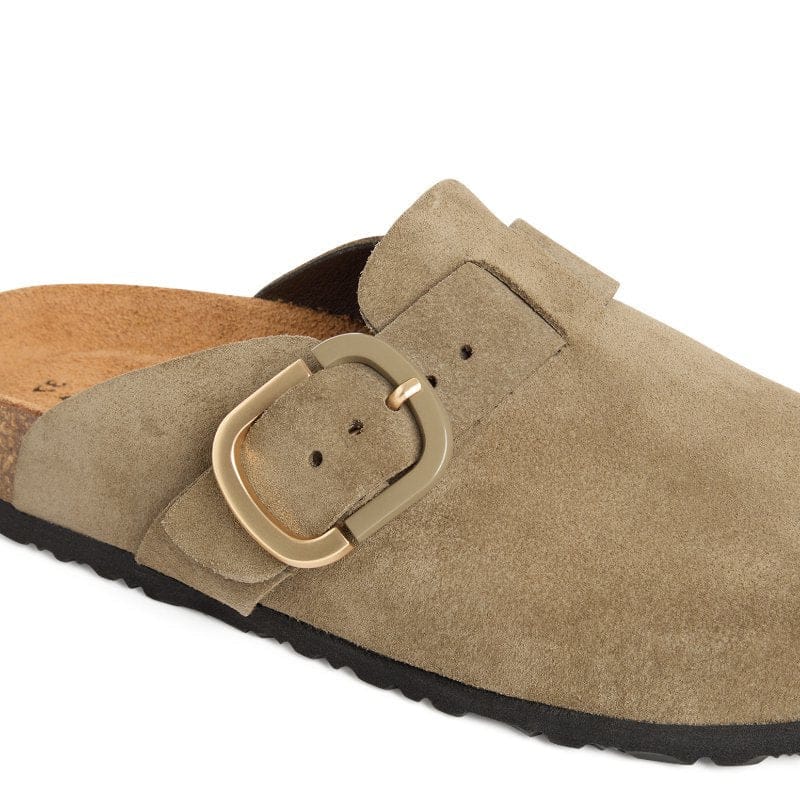 Jana Womens Tamaris Womens Green Slip On Buckle Mule Slipper 1-27600-44