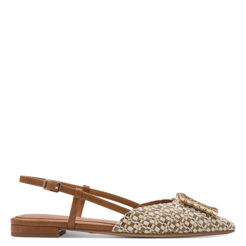 Jana Womens Tamaris Womens Natural Slingback Low Heel Sandal 1-29403-42