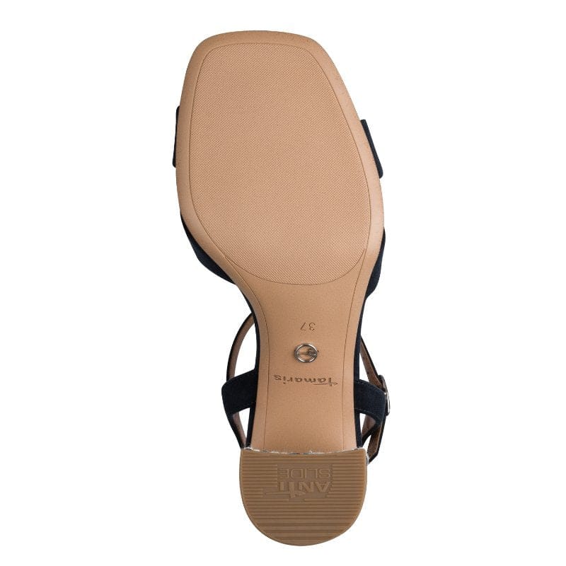 Jana Womens Tamaris Womens Navy Ankle Strap Block Heel Sandal 1-28362-46