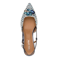 Jana Womens Tamaris Womens Navy Pointet Shoe Tip Kitten Heel Sandal 1-29512-46