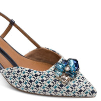 Jana Womens Tamaris Womens Navy Pointet Shoe Tip Kitten Heel Sandal 1-29512-46