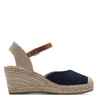 Jana Womens Tamaris Womens Navy Square Shoe Tip Wedge Heel Sandal 1-29610-42