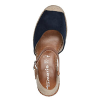 Jana Womens Tamaris Womens Navy Square Shoe Tip Wedge Heel Sandal 1-29610-42