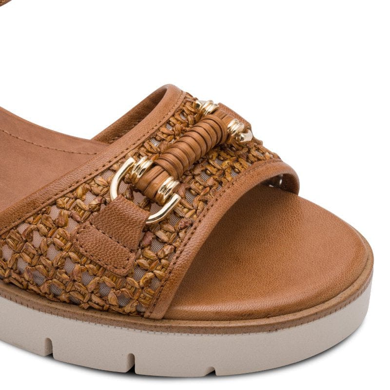 Jana Womens Tamaris Womens Tan Buckle Fastening Wedge Sandal 1-28215-46