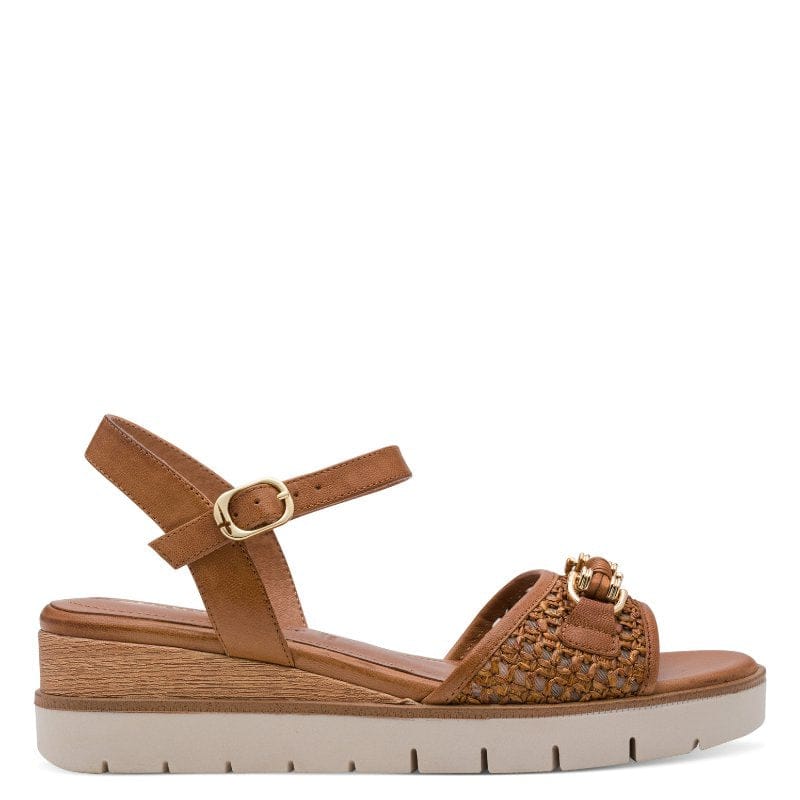 Jana Womens Tamaris Womens Tan Buckle Fastening Wedge Sandal 1-28215-46