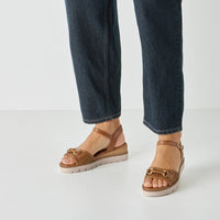 Jana Womens Tamaris Womens Tan Buckle Fastening Wedge Sandal 1-28215-46