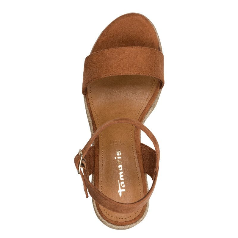 Jana Womens Tamaris Womens Tan Clasp Fastening Wedge Heel Sandal 1-28300-42