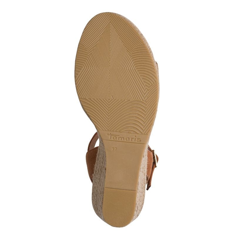 Jana Womens Tamaris Womens Tan Clasp Fastening Wedge Heel Sandal 1-28300-42