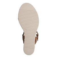 Jana Womens Tamaris Womens Tan Leather Wedge Heel Sandal 1-28334-46