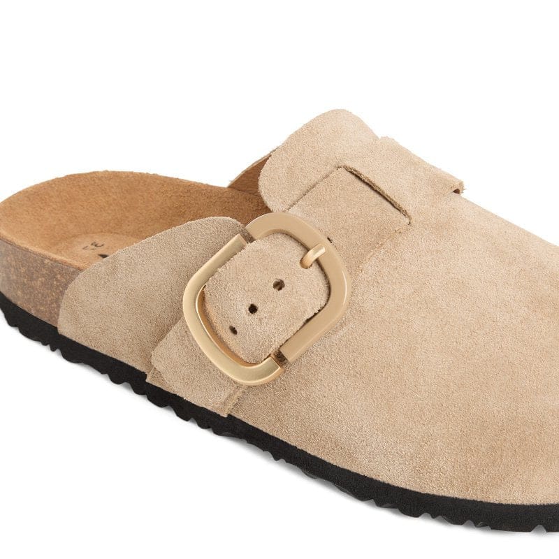 Jana Womens Tamaris Womens Taupe Slip On Buckle Mule Slipper 1-27600-44