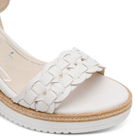 Jana Womens Tamaris Womens White Leather Wedge Heel Sandal 1-28334-46