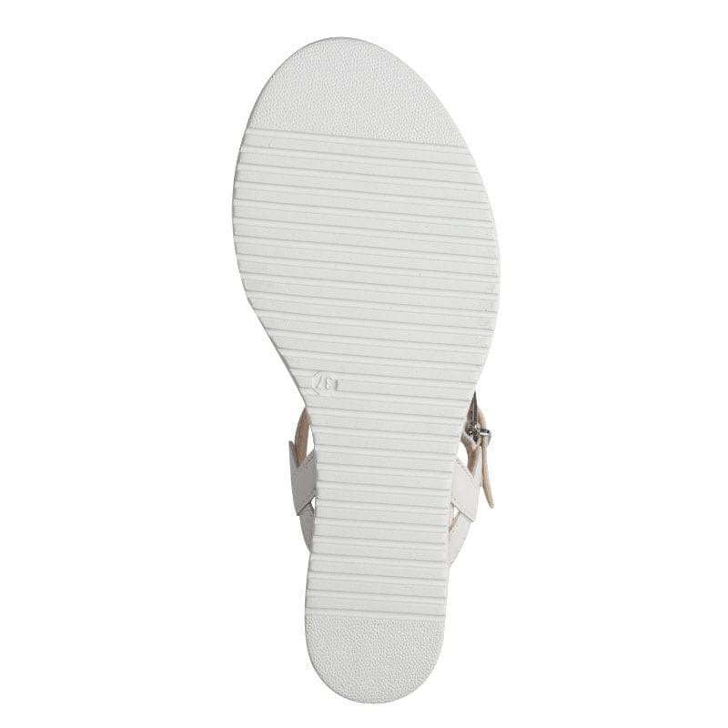 Jana Womens Tamaris Womens White Leather Wedge Heel Sandal 1-28334-46