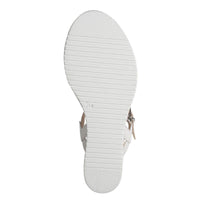 Jana Womens Tamaris Womens White Leather Wedge Heel Sandal 1-28334-46