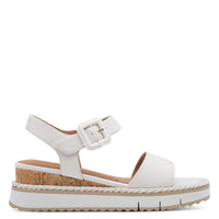 Jana Womens Tamaris Womens White Wedge Leather Sandal 1-28247-46