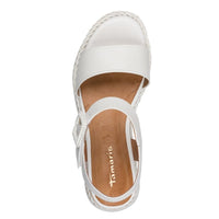 Jana Womens Tamaris Womens White Wedge Leather Sandal 1-28247-46