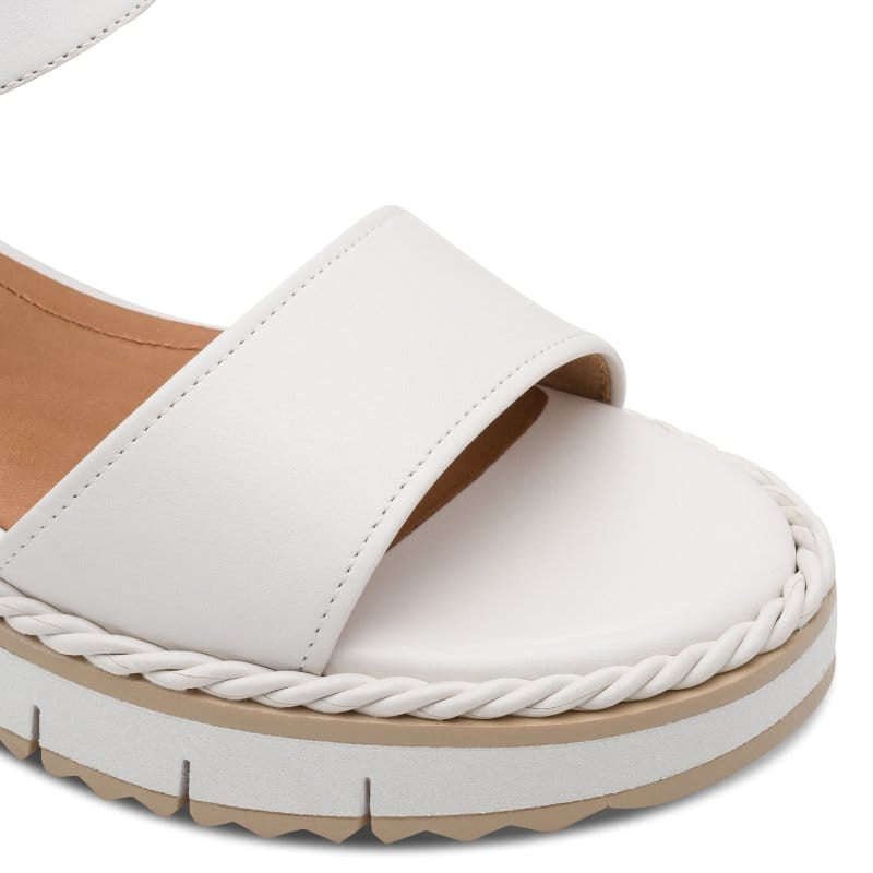 Jana Womens Tamaris Womens White Wedge Leather Sandal 1-28247-46