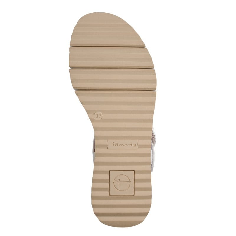 Jana Womens Tamaris Womens White Wedge Leather Sandal 1-28247-46