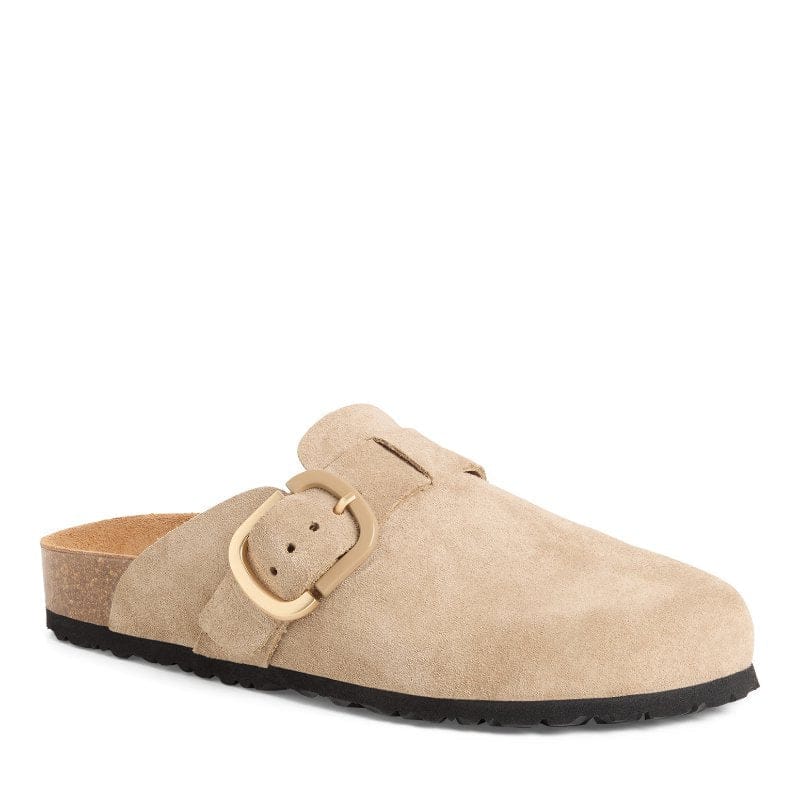 Jana Womens TAUPE / 3.5UK Tamaris Womens Taupe Slip On Buckle Mule Slipper 1-27600-44