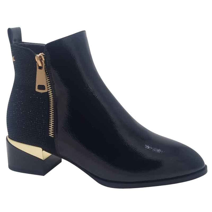 Kate Appleby Womens BLACK / 3UK Kate Appleby Womens Black Patent Low Heel Ankle Boot - Forfar