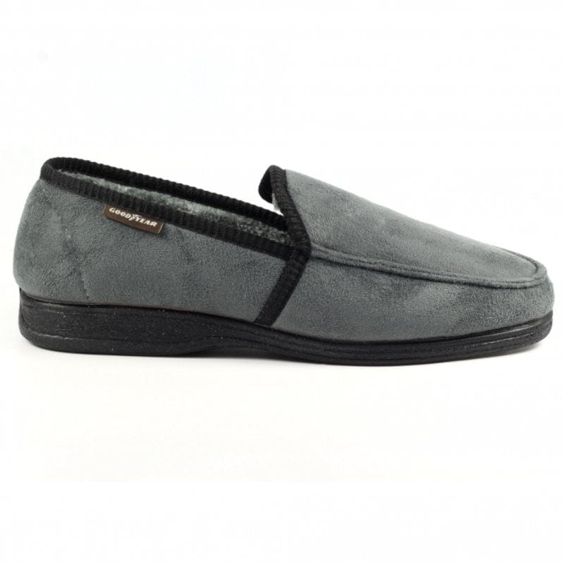 Lunar Mens Lunar Mens Slipper With Goodyear Rubber Sole In Grey - Eden