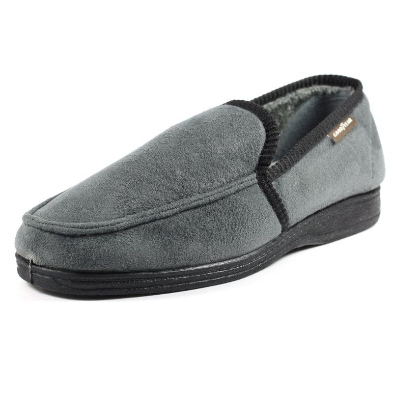 Lunar Mens Lunar Mens Slipper With Goodyear Rubber Sole In Grey - Eden