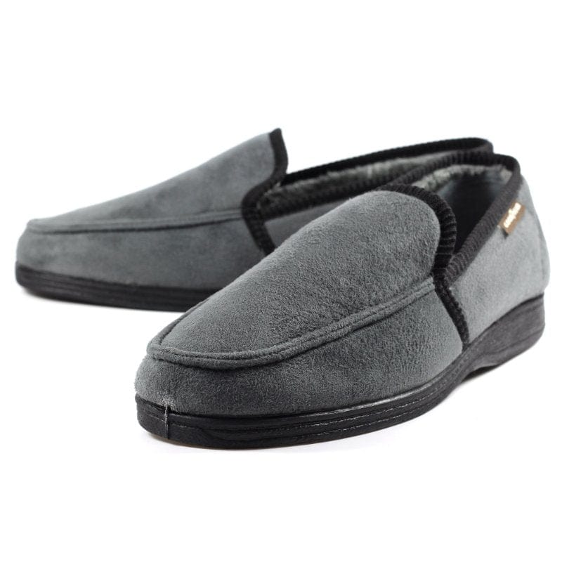Lunar Mens Lunar Mens Slipper With Goodyear Rubber Sole In Grey - Eden