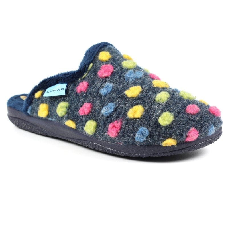 Lunar Womens 4UK / BLUE Lunar Blue Polka Dot Womens Slipper - Montreal - KLA126