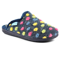 Lunar Womens 4UK / BLUE Lunar Blue Polka Dot Womens Slipper - Montreal - KLA126