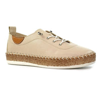 Lunar Womens CREAM / 4UK Lunar Womens Cream Slip On Evie Leather Plimsoll - FLE050