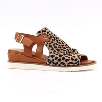 Lunar Womens LEOPARD / 3UK Lunar Womens Leopard Steffi Leather Wedge Sandal - JLS003