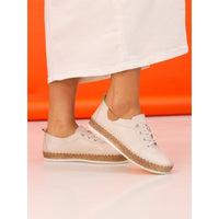 Lunar Womens Lunar Womens Cream Slip On Evie Leather Plimsoll - FLE050