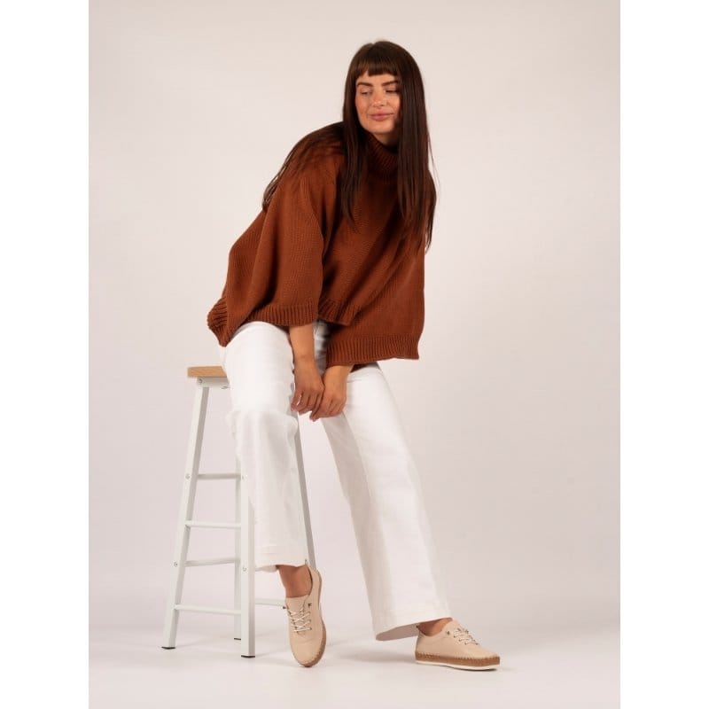 Lunar Womens Lunar Womens Cream Slip On Evie Leather Plimsoll - FLE050