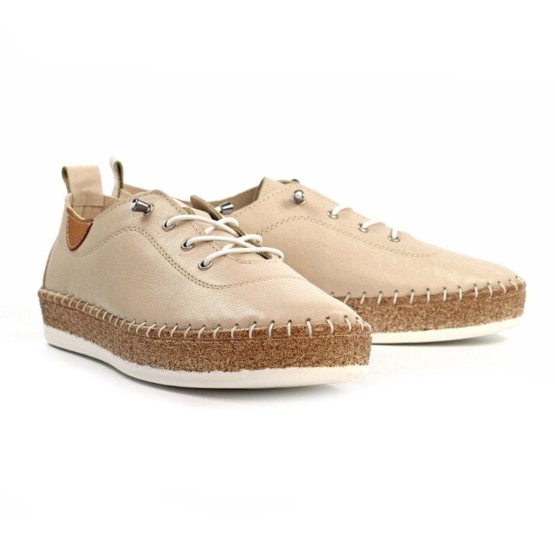 Lunar Womens Lunar Womens Cream Slip On Evie Leather Plimsoll - FLE050