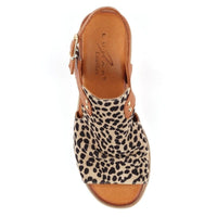 Lunar Womens Lunar Womens Leopard Steffi Leather Wedge Sandal - JLS003