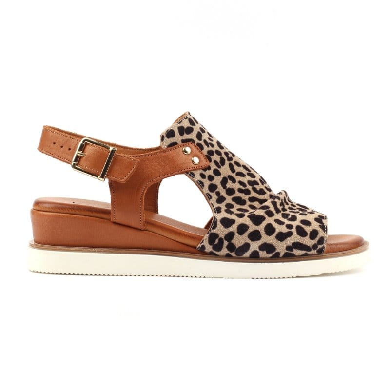 Lunar Womens Lunar Womens Leopard Steffi Leather Wedge Sandal - JLS003