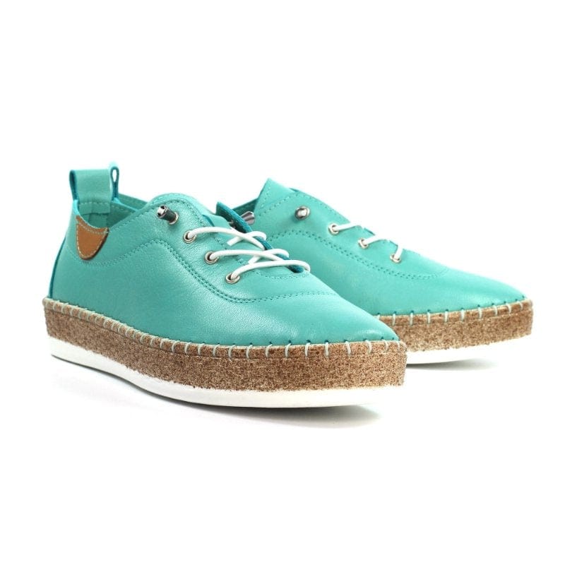 Lunar Womens Lunar Womens Turquoise Slip On Evie Leather Plimsoll - FLE050