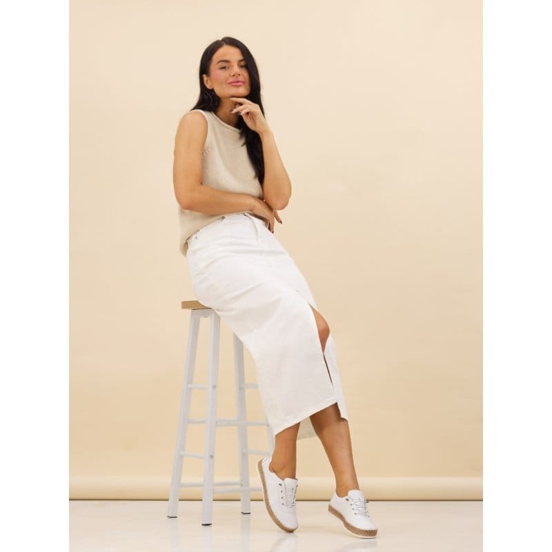 Lunar Womens Lunar Womens White Slip On Evie Leather Plimsoll - FLE050