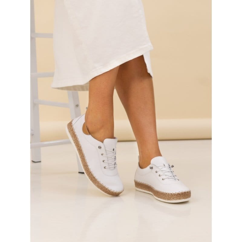 Lunar Womens Lunar Womens White Slip On Evie Leather Plimsoll - FLE050
