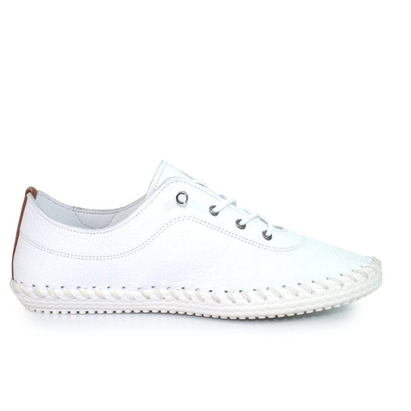 Lunar Womens Lunar Womens White St Ives Leather Plimsolls - FLE030