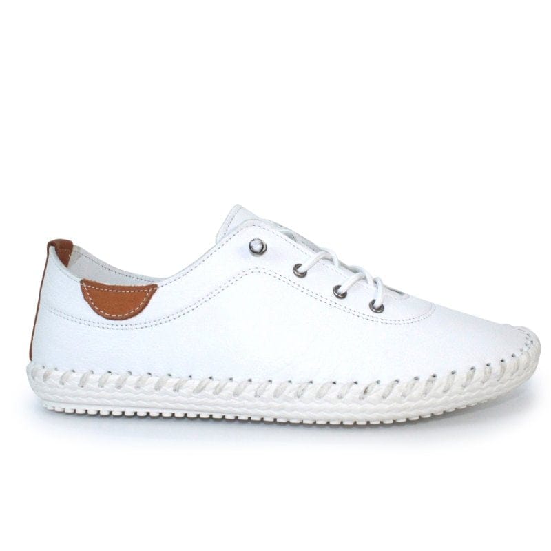 Lunar Womens Lunar Womens White St Ives Leather Plimsolls - FLE030