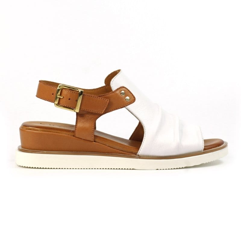 Lunar Womens Lunar Womens White Steffi Leather Wedge Sandal - JLS003