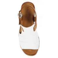 Lunar Womens Lunar Womens White Steffi Leather Wedge Sandal - JLS003