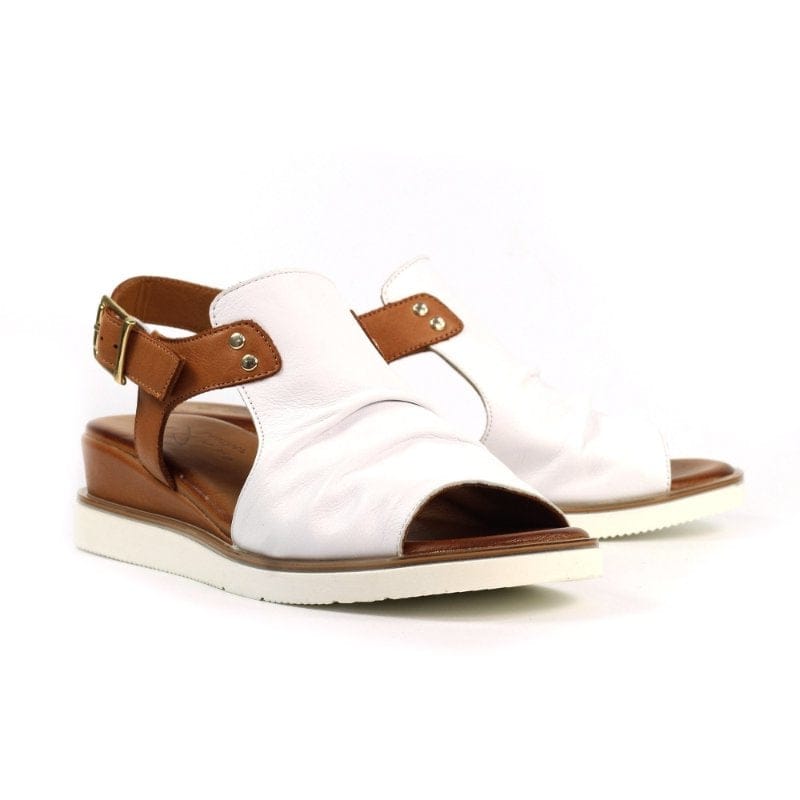 Lunar Womens Lunar Womens White Steffi Leather Wedge Sandal - JLS003