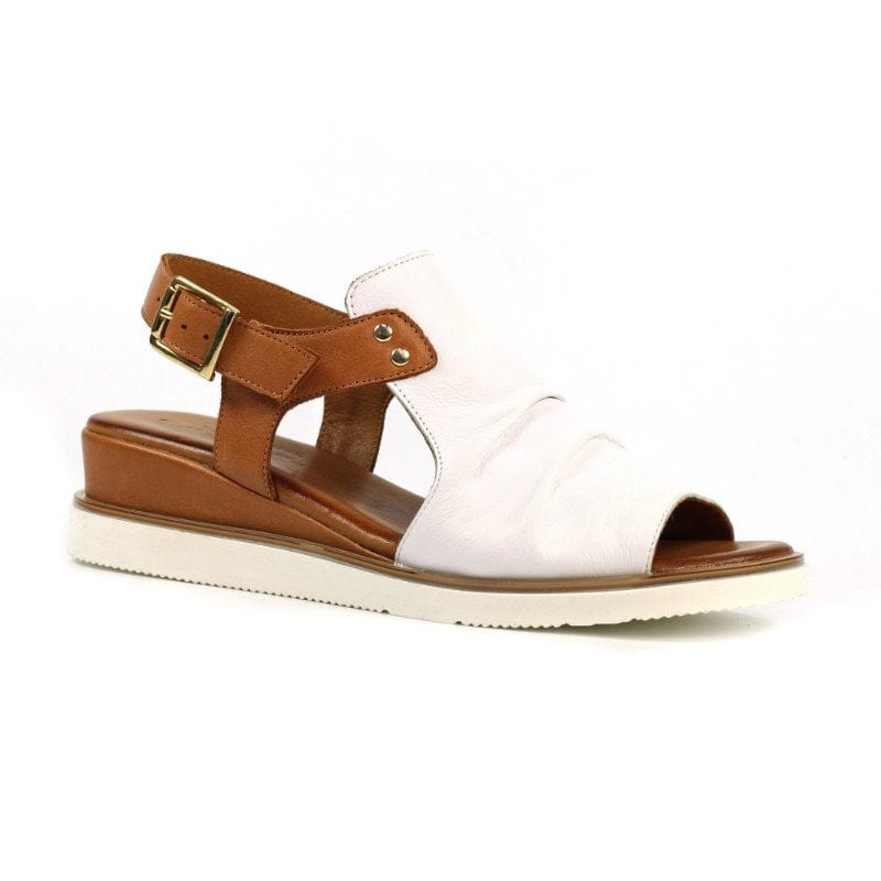 Lunar Womens Lunar Womens White Steffi Leather Wedge Sandal - JLS003